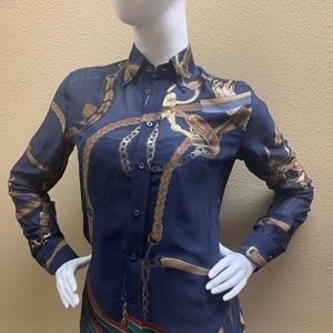 Ralph Lauren Purple Label Navy Silk Blouse & Cami